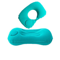 Inflatable Travel Pillow Set with Lumbar Support for Neck and Waist, Portable Folding Design for Office Naps and Outdoor Use