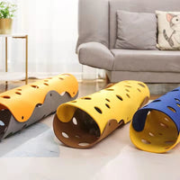 Foldable Cat Tunnel Bed with Detachable Washable Mat, Interactive Play Toy for Cats, All Seasons