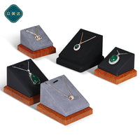 Solid Wood Microfiber Necklace and Pendant Display Stand