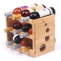 Dollhouse Miniature Wooden Wine Rack Set with Bottles and Glasses