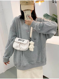 Canvas Crossbody Bag for Women, Korean Style Small Fresh Cute Shoulder Bag