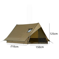 Camping Tent with Chimney Port, Waterproof, Windproof, Mesh Door, Groundsheet, Aluminum Poles
