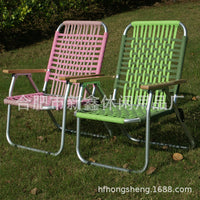 2025 New Cotton Rope Woven Folding Chair Outdoor Garden Camping BBQ Aluminum Alloy Strap Chair