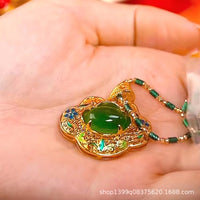 仿玛瑙玉石帝王绿阳绿色绿仿玉髓玛瑙景泰蓝饰品挂件女款流行配饰