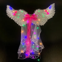 Light-Up Feather Wing Shawl Set for Adults & Kids - Halloween & Christmas Costume Accessory