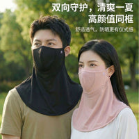 Ice Silk Sun Protection Face Mask with Neck and Shoulder Cover for Summer Outdoor Cycling, UV Protection, Breathable Mesh
