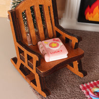 Dollhouse Christmas Miniature Scene Set with Fireplace and Rocking Chair, Living Room Decor Photo Props