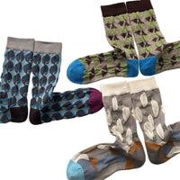 Women's Mid-Calf Geometric Pattern Socks, Japanese Retro Irregular Color Block Trendy Pile Socks