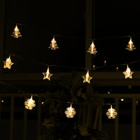 Christmas LED Photo Clip String Lights with Snowflake & Star Shapes, Battery Operated for Wall Decor