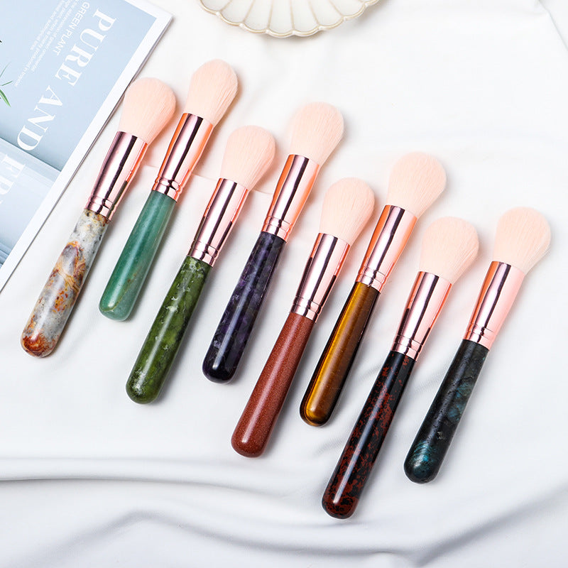 Natural Crystal Handle Makeup Brush Set for Daily Beauty Application