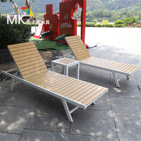 Waterproof Outdoor Beach Folding Lounge Chair for Villa Pool Hotel, Sunscreen Plastic Wood Single Lounger