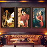 Vintage Shanghai Cheongsam Lady Wall Art for Bars & Restaurants