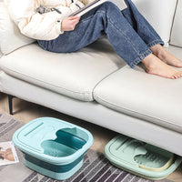 Foldable Foot Spa Basin with Massage Points and Lid for Home and Dorm Use