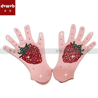 Shy Miss Figure Skating Gloves with Rhinestones and Plush Lining