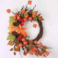Autumn Harvest Festival Artificial Sunflower & Pumpkin Wreath for Door Decor