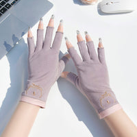 Women's Summer Half-Finger Cotton UV Protection Gloves for Driving Cycling & Outdoor Activities