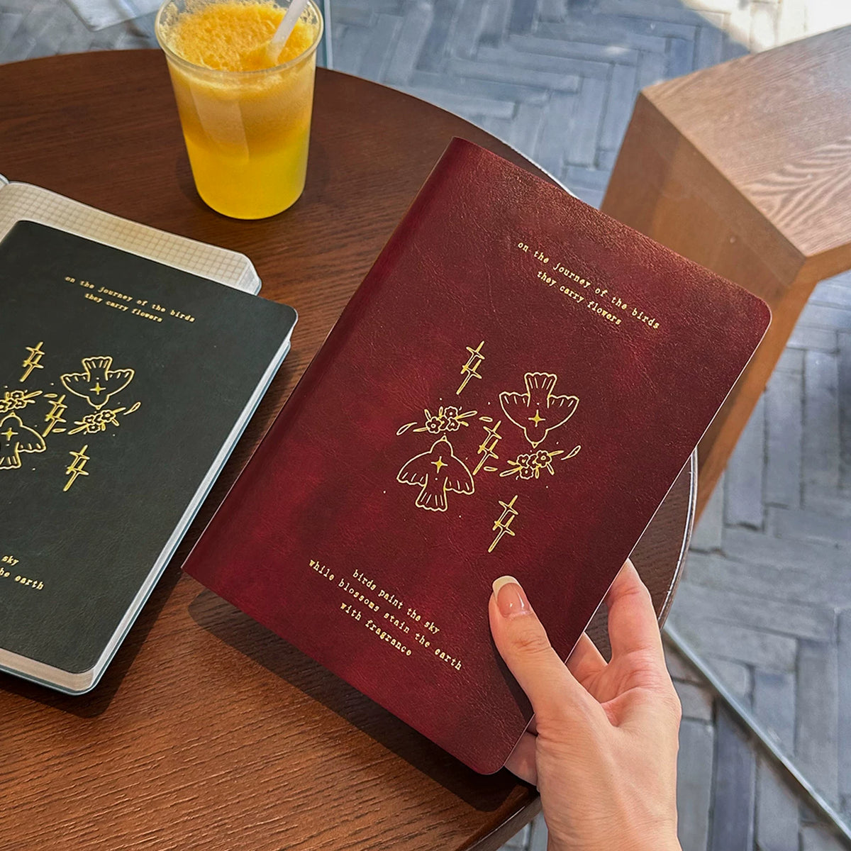 Romantic Flying Bird A5 Vintage Soft Leather Notebook with Lined/Grid/Blank Pages for Students & Business
