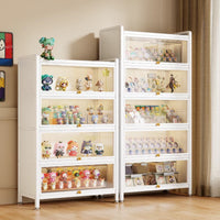 Sanwei Steel Display Cabinet with LED Lights for Collectibles, Dustproof Glass Door Showcase for Living Room, Blind Box Model Organizer