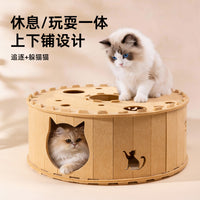 Felt Cat Tunnel Bed and Hideaway Toy, Donut Style, Warm Indoor Nest for All Seasons