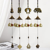 Japanese Korean Style Cat House Wind Chime Cartoon Wooden Cabin Bell Retro Alloy Ornament