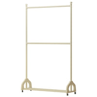 Kids Room Adjustable Double-Layer Garment Rack with Wheels, Cream Style Floor-Standing Clothes Hanger