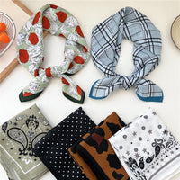 Cotton Linen Square Scarf for Women, Fashionable Cashew Floral Print Neck Scarf and Shawl