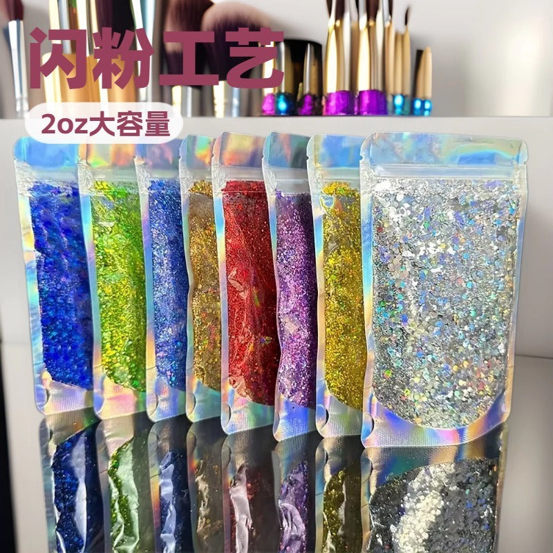 60g Bagged Laser Glitter Powder Mix for Makeup, Nail Art, DIY Crafts
