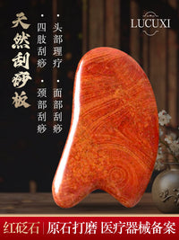 Natural Red Bian Stone Gua Sha Board for Face and Body Massage