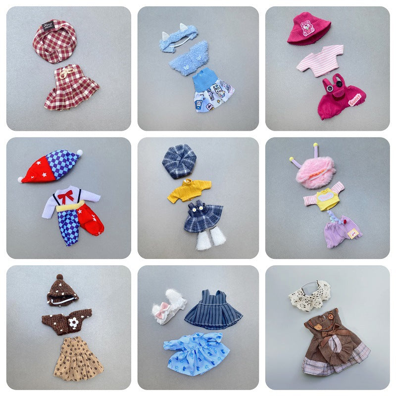 16-17cm BJD Doll Clothes OB11 Cute Casual Overalls Dress Set