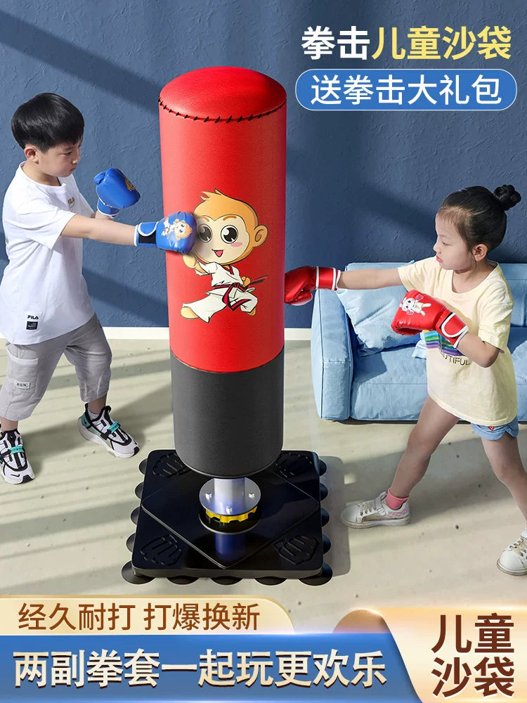 Kids' Freestanding Punching Bag with Boxing Gloves for Taekwondo & Martial Arts Training