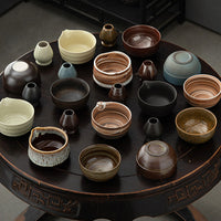 Handmade Retro Ceramic Matcha Bowl Set with Whisk Stand for Japanese Tea Ceremony
