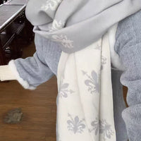 Jacquard Iris Thickened Scarf Shawl for Women - Versatile Warm Neck Wrap & Air Conditioning Blanket
