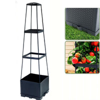 Outdoor Elevated Garden Planter Box with Drainage Tray for Balcony and Patio