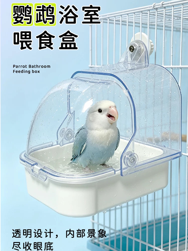 Parrot Bathtub External Splash-Proof Bird Bath Box for Peony and Cockatiel