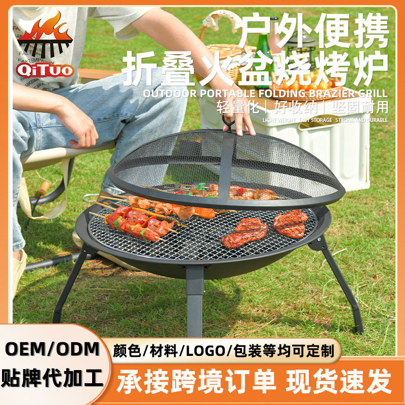 Outdoor Charcoal BBQ Grill for Home Patio Gatherings and Camping