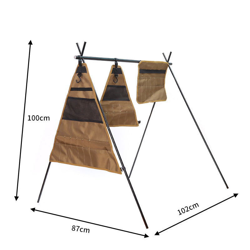 Portable Tripod Camping Storage Rack with Lantern Hanger for Outdoor Activities