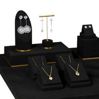 Black Velvet Jewelry Display Set for Earrings, Rings, and Necklaces
