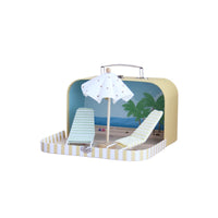 Miniature Suitcase Beach Mouse Doll Set with Furniture for Kids
