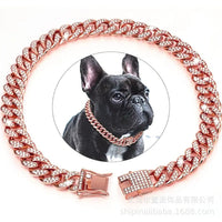 Rhinestone Cuban Link Dog Collar Necklace for Pets