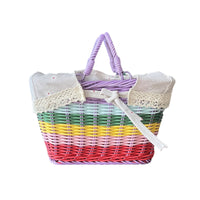 Kids' Woven Bicycle Basket with Liner - Front Handlebar Storage for Children's Bikes, Detachable & Portable