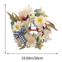 Artificial Pumpkin Maple Leaf Wreath Garland for Thanksgiving Autumn Door Decor