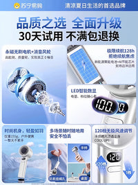 Portable Handheld Misting Fan with Ice Compress, Ultra-Long Battery Life, Quiet Operation, 120-Speed Cooling