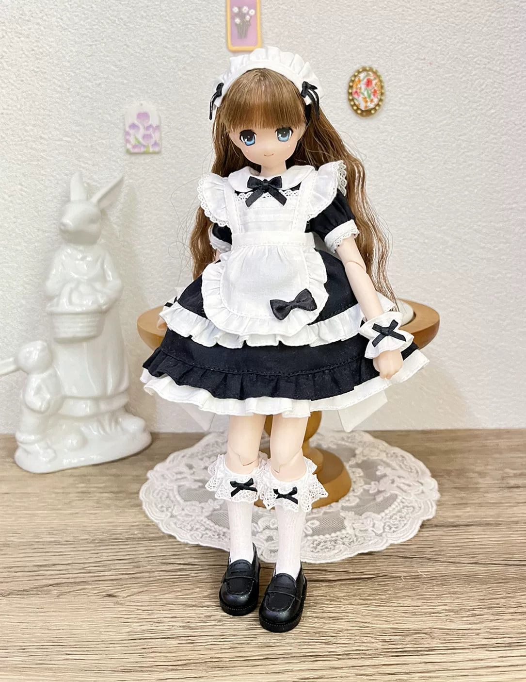 Maid Outfit Set for OB22/OB24 Azone Blythe Dolls - Black & White