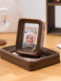 Mini Solid Wood Double-Sided Transparent Photo Frame for Displaying Pictures