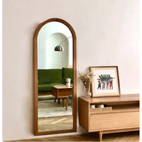 Vintage Solid Wood Dressing Mirror Cherry Wood Full Length Arch Floor Mirror Wall Mounted French Arch Mirror