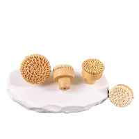 Solid Wood Rattan Drawer Pull, Single Hole Cabinet Knob, Natural Wood Woven Round Wooden Handle