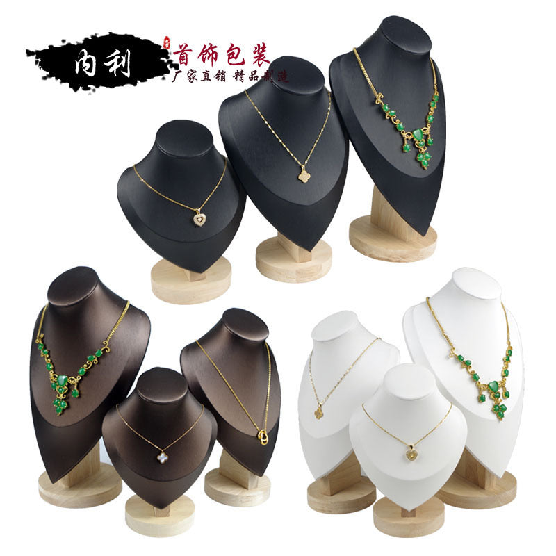 Solid Wood Jewelry Display Stand Necklace Mannequin Bust Holder for Pendants and Necklaces