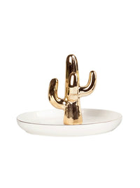 Nordic Style Ceramic Cactus Jewelry Holder Ring Dish for Dresser and Desktop Decor