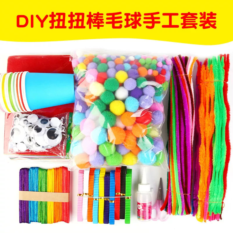 DIY Craft Pipe Cleaners, Pom Poms, and Wiggle Eyes Set for Kids' Art Projects