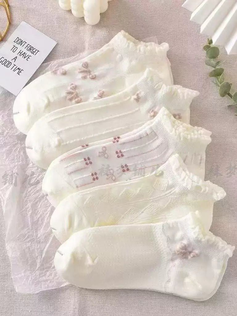 Women's Thin Mesh Breathable Ankle Socks for Summer, Korean Style Multi-Pack